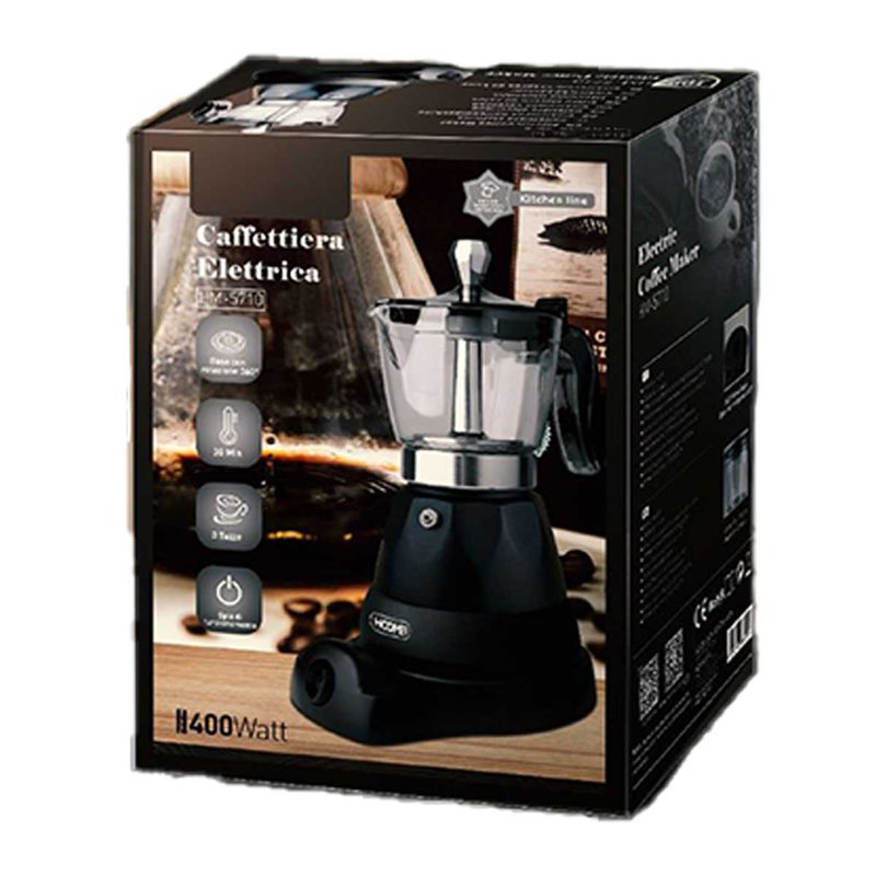 Caffettiera Elettrica a 3 Tazze 400W Macchina da Caffe Elettrica con Base Rotazione a 360 Mantiene Calore fino 30min