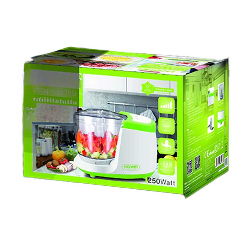 Tritatutto da Cucina Elettrico a Doppia Lame in Acciaio Inox 250W con 2 Velocita Vassoio in Vetro Temperato Capacita 400ml Verde