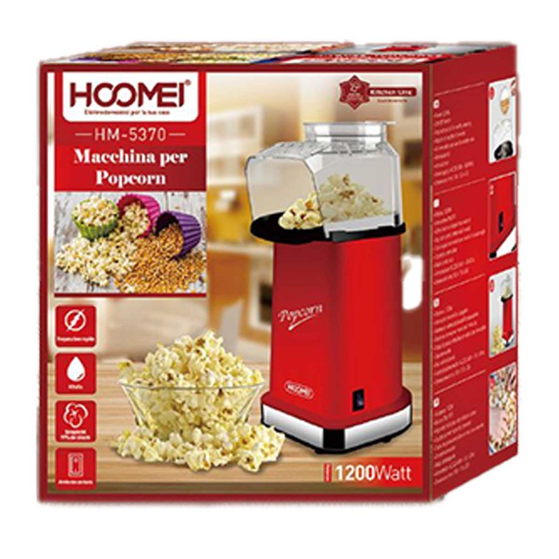 Macchina per Popcorn ad Aria Calda 1200W Preparazione Veloce Max 3 minuti Senza Olio e Grassi Facile da Pulire SKU 5370