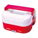 Scaldavivande Elettrico 1.6L 40W Riscalda Porta Pranzo Lunchbox con 4 Posti e 1 per Zuppa Compatibile per Auto e Casa 12V 220V Rosso