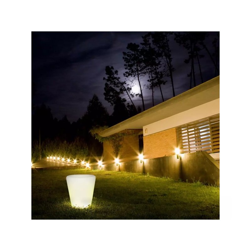 Lampada Luce Led RGBW Luminoso Forma Vaso Ricaricabile Con Telecomando Incluso IP54 28X28X29cm SKU-40181