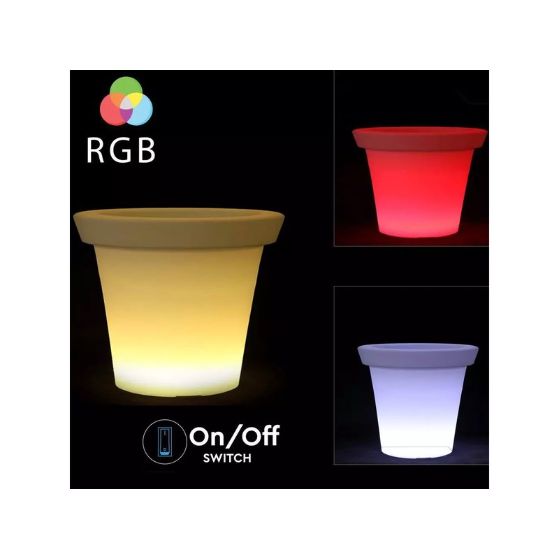 Lampada Luce Led RGBW Luminoso Forma Vaso Ricaricabile Con Telecomando Incluso IP54 35X35X32cm SKU-40211