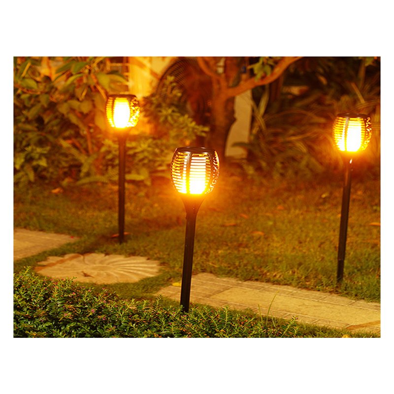 Kit 4 Lampade Solare a Led 1W 2200K Forma di Torcia Effetto Fiamma IP44 Per Giardino SKU-8689