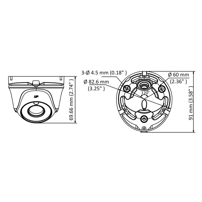 Telecamera Analogica Turret Dome 1080P 2MP Ottica Fissa 2.8mm IP66 OSD EXIR Smart IR TVI AHD CVI CVBS Carcassa Metallo HiWatch HWT-T120-M