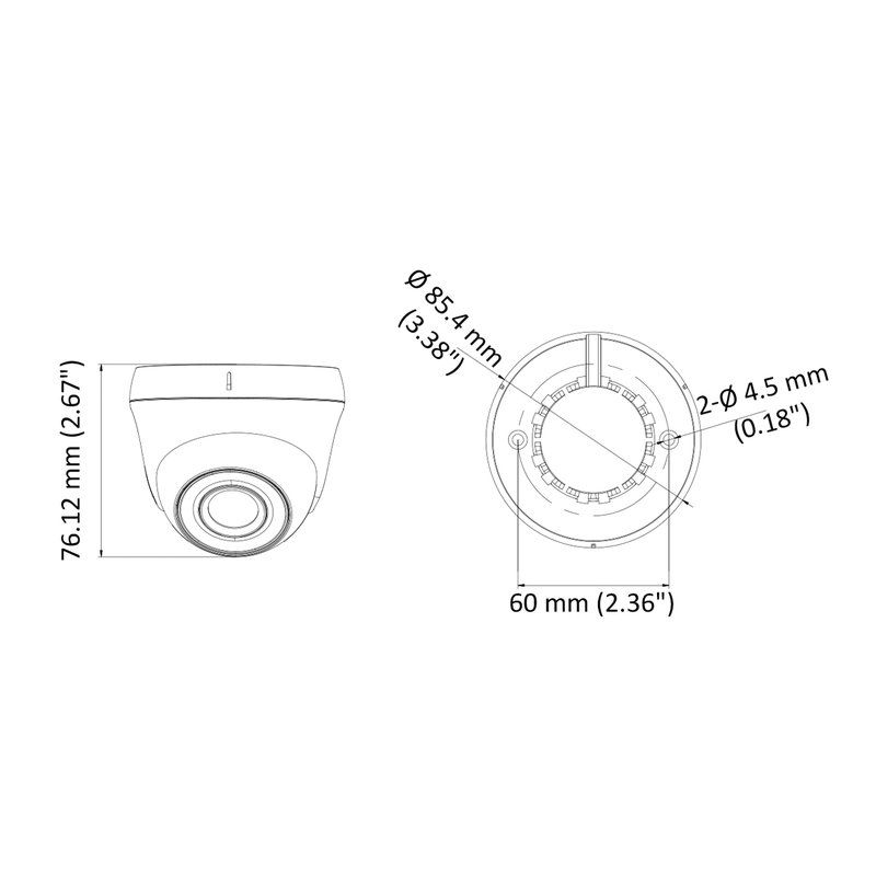 Telecamera Analogica Turret Dome 1080P 2MP Ottica Fissa 3.6mm IP66 OSD EXIR Smart IR TVI AHD CVI CVBS Carcassa Metallo HiWatch HWT-T120