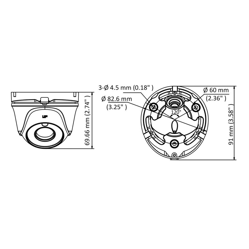 Telecamera Analogica Turret Dome 1440P 4MP Ottica Fissa 2.8mm IP66 OSD EXIR Smart IR TVI AHD CVI CVBS Carcassa Metallo HiWatch HWT-T140-M