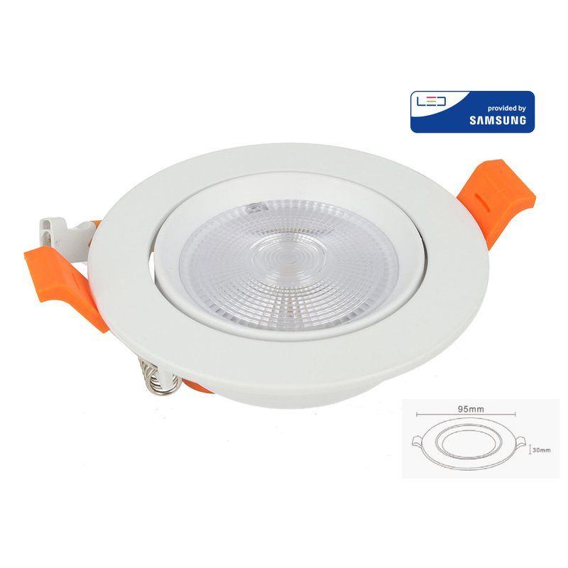 Faretto Led Da Incasso Orientabile 10W Cob Caldo 3000K Diametro 95mm Foro 80mm Chip Samsung SKU-21839