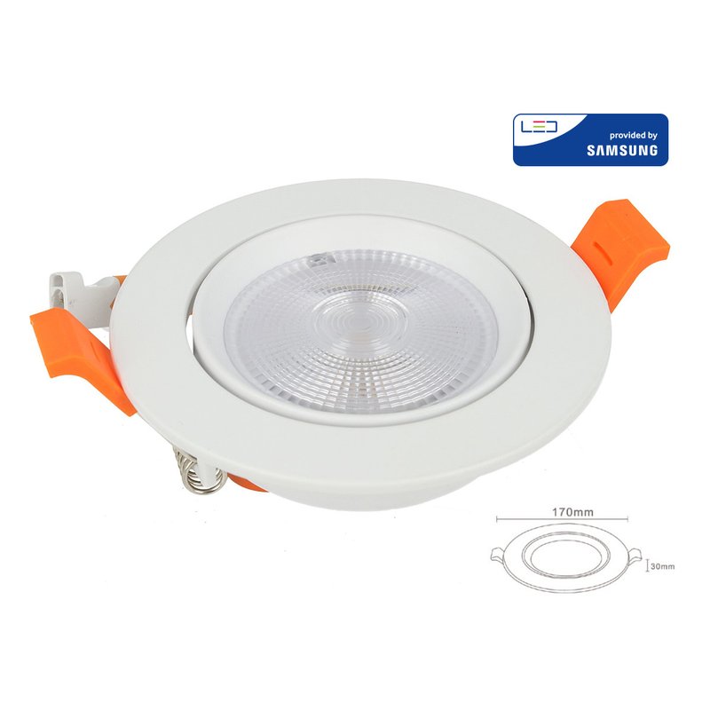 Faretto Led Da Incasso Orientabile 20W Cob Neutro 4000K Diametro 170mm Foro 145mm Chip Samsung SKU-21843