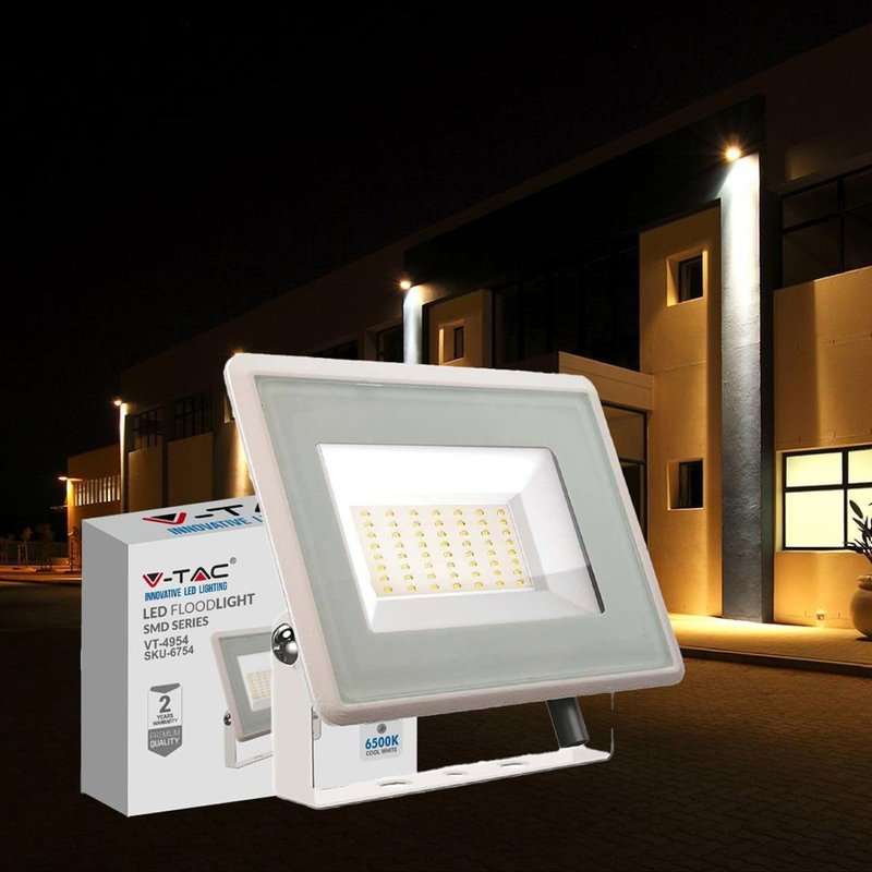 Faro Led Flood Light 200W 17600lm IP65 Slim 400x333x33mm Carcassa Bianca Luce 4000K SKU-6735