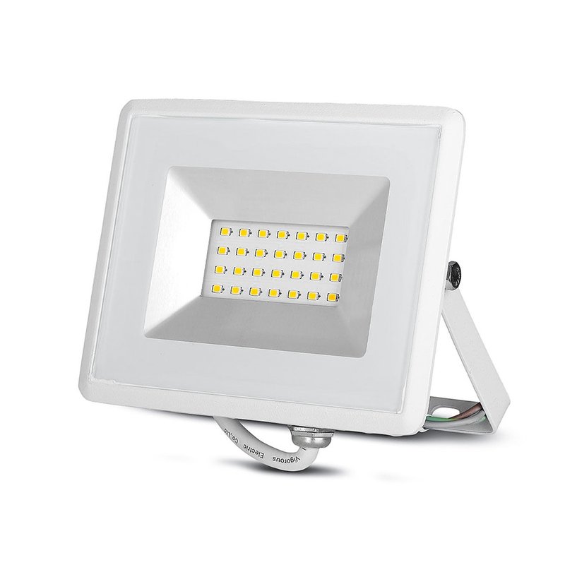 Faro Led Flood Light 20W Carcassa Bianca IP65 Caldo 3000K Super Slim SKU-5949