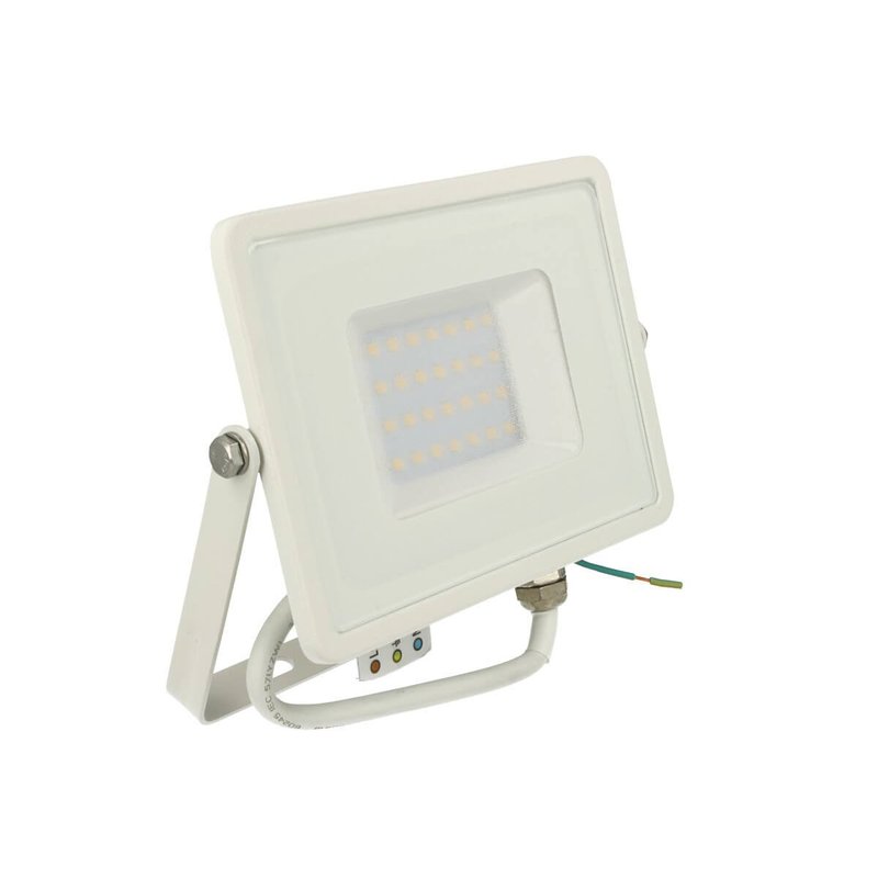 Faro Led Flood Light 30W IP65 Bianco Caldo Super Slim Carcassa Bianca Chip Samsung Garanzia 5 Anni SKU-403