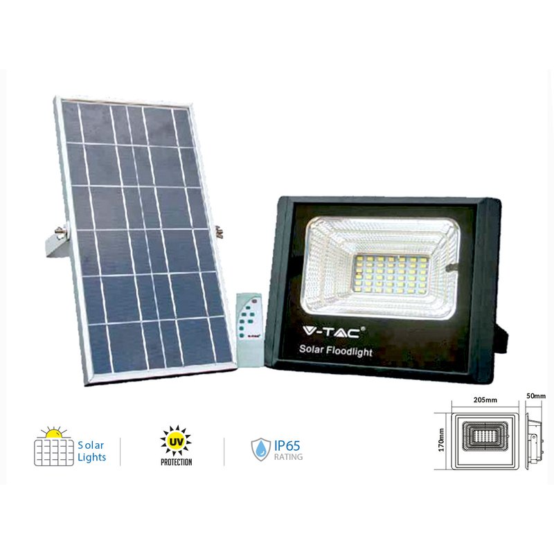 Faro Led Flood Light Con Pannello Solare 25W Neutro 4000K IP65 Telecomando Incluso SKU-8573