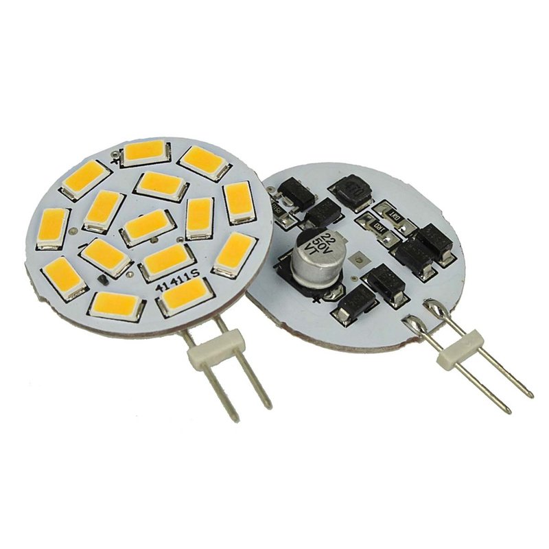 2 Pezzi Lampadine LED G4 Bispina DC AC 12V 24V 3,5W Bianco Freddo 6000K Con 15 SMD 5630 10V-30V