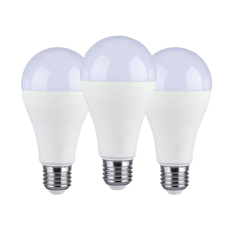 3 PZ Lampada Led E27 A65 15W Bianco Caldo 2700K Bulbo Sfera 1350 Lumen SKU-2819