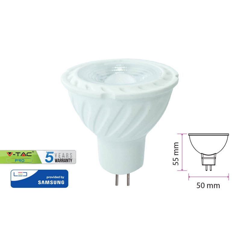 Lampada Led MR16 6,5W 12V 110 Gradi Bianco Caldo 3000K Con Chip Samsung SKU-21204