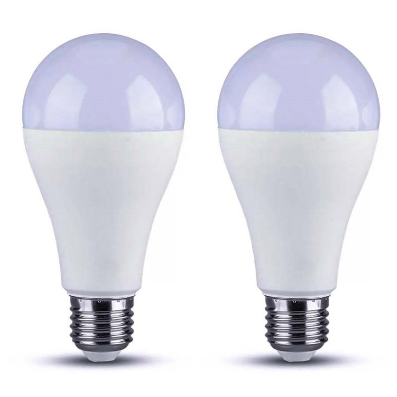 2 PZ Lampada A Led E27 A65 18W 2000LM Bianco Freddo 6500K