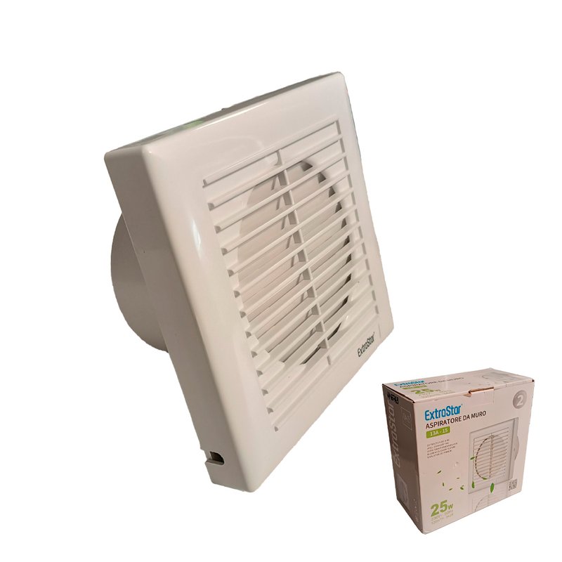 Ventola di Aspirazione 25W 320m3/h 34dB Aspiratore da Muro per Bagno Cucina 230V 50Hz