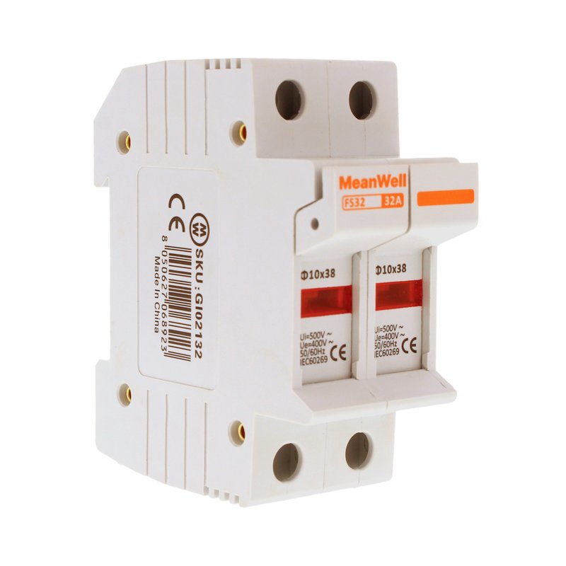 MeanWell Portafusibile Modulare AC 2P 2M D10X38mm 32A AC 500V IP20 IEC60269