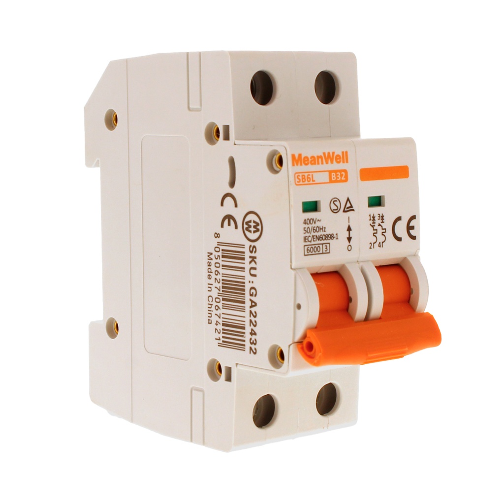 MCB Interruttore Magnetotermico Automatico Curva B 2P 2M 6000A  B32A AC 400V IP20 IEC60898-1