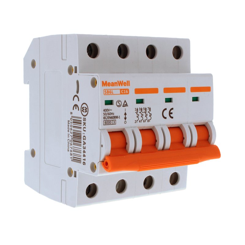 MCB Interruttore Magnetotermico Automatico Curva C 4P 4M 6000A  C16A AC 400V IP20 IEC60898-1