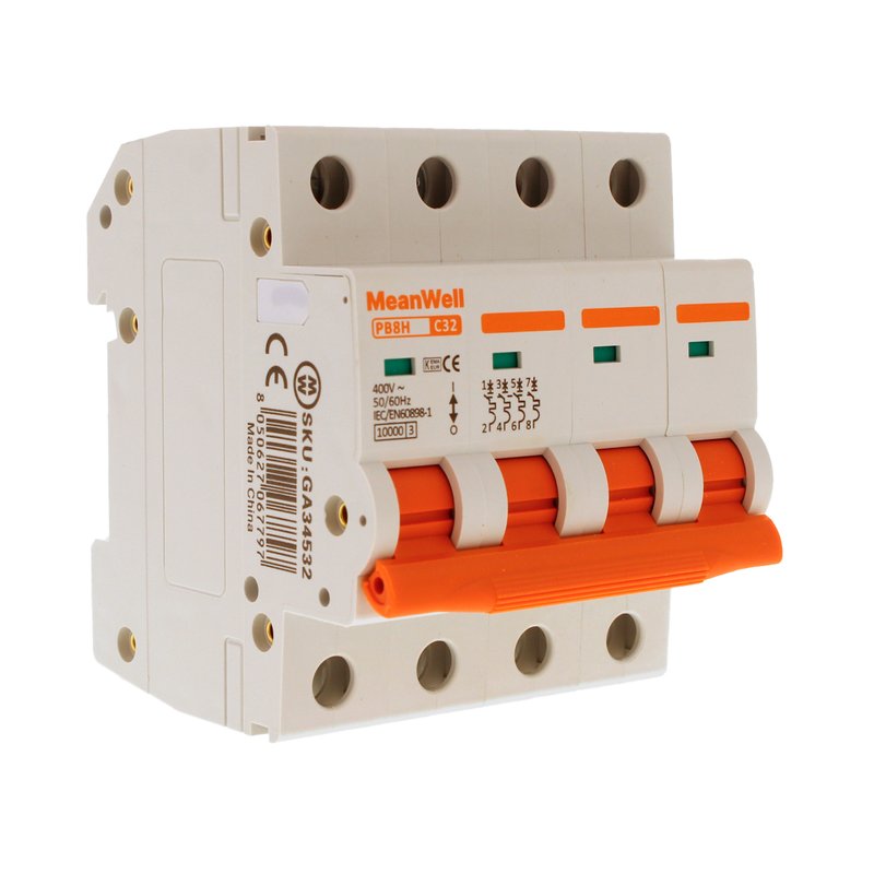 MCB Interruttore Magnetotermico Automatico Curva C 4P 4M 10000A C32A AC 400V IP20 IEC60898-1