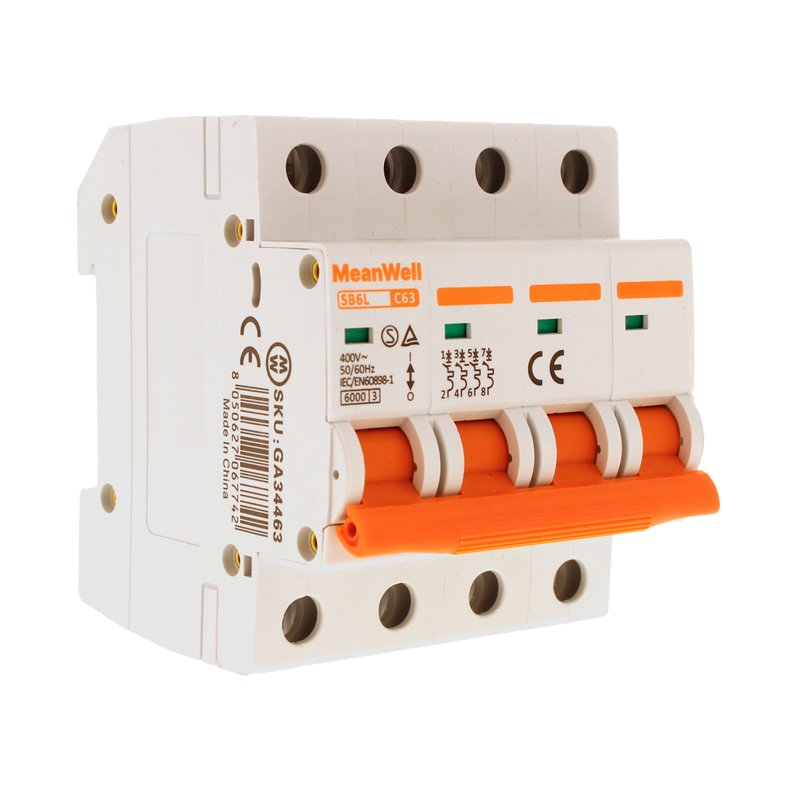 MCB Interruttore Magnetotermico Automatico Curva C 4P 4M 6000A C63A AC 400V IP20 IEC60898-1