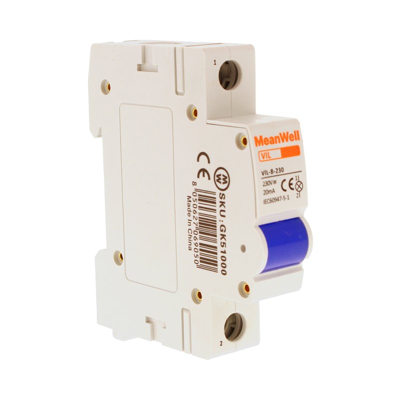 MeanWell Indicatore Luminoso Modulare Blu 1P 1M AC 230V IP20 IEC60947-5-1