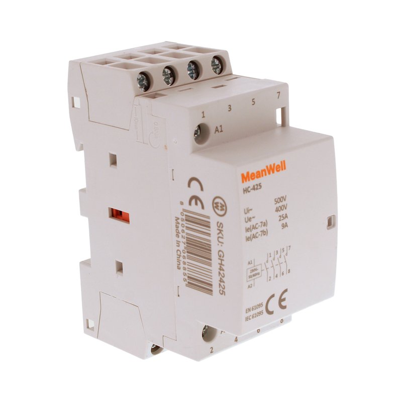 MeanWell Teleruttore Contattore Modulare AC 4P 2M 4NO 25A AC 230V IP20 IEC61095 / IEC60947-4-1