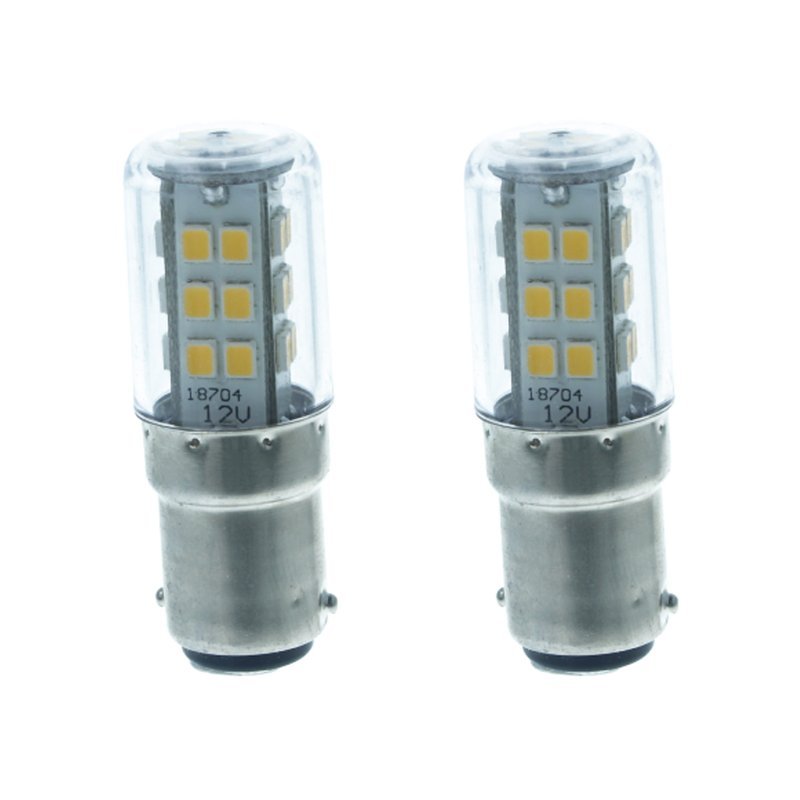 2 Pezzi Lampada Led Barca BA15D Bianco Caldo 12V 24V 4W