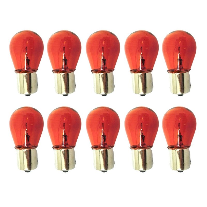 10 Pezzi Lampada Alogena S25 PY21W BA15S 12V 21W Arancione Piedi Dritti