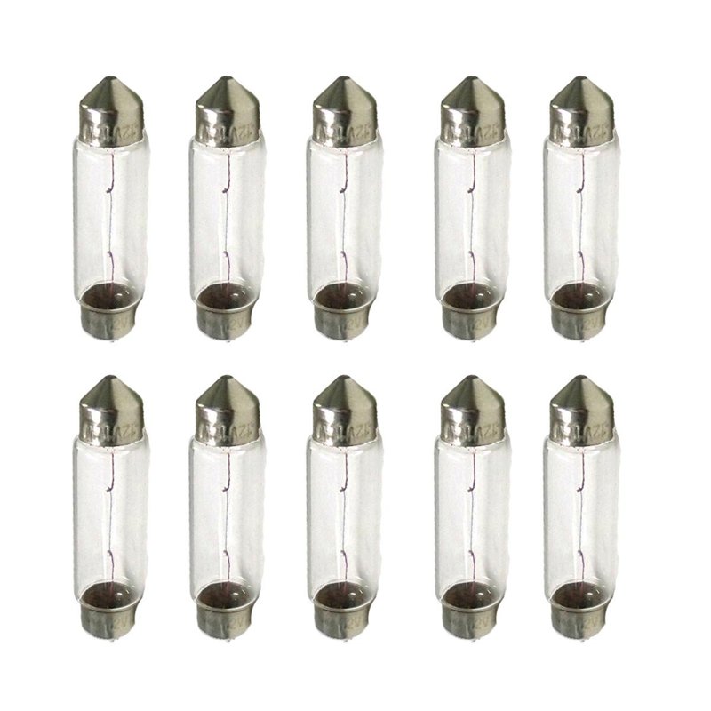 10 Pezzi Lampada Alogena Siluro T11 C10W 12V 10W 41mm