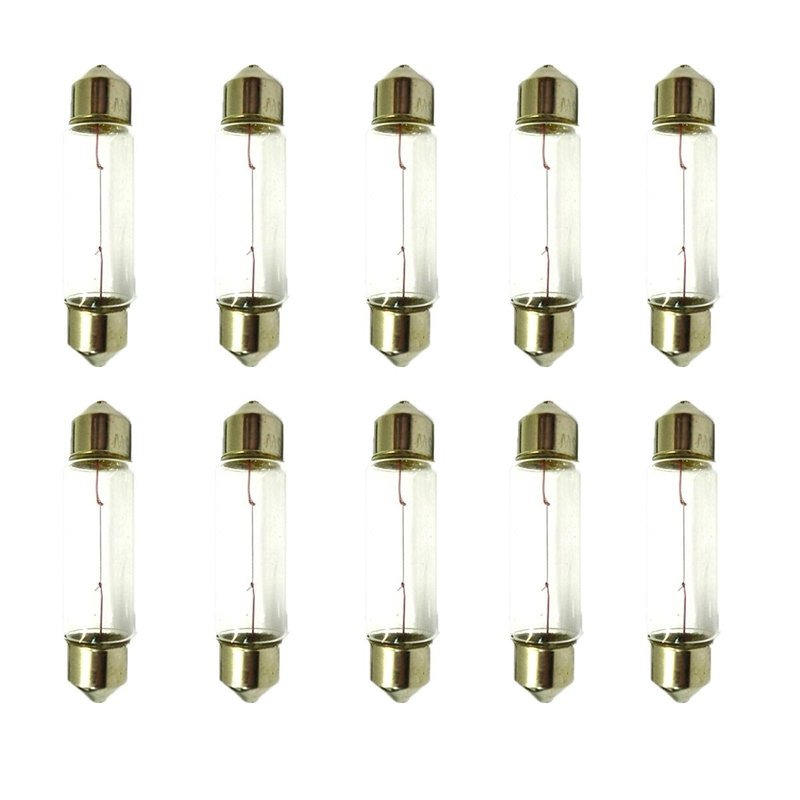 10 Pezzi Lampada Alogena Siluro T11 C5W 12V 5W 39mm SV8.5