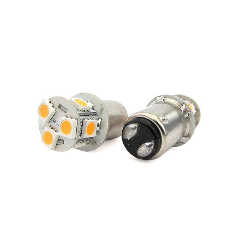 2 Lampade Led Barca Nautica BA15D B15D Bianco Caldo 12V 24V 2W No Polarita Piedi Dritti 8 Smd 5050 Baionetta G18