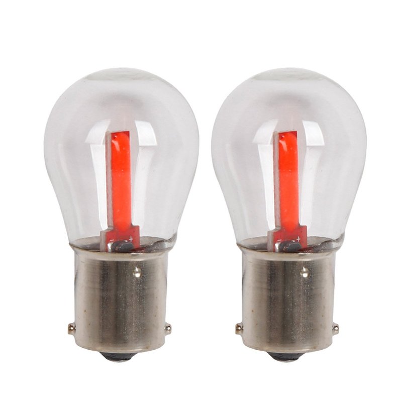 2 Pezzi Lampada Led BA15s S25 P21W 2 Cob 12V 24V 300lm 1.7W Luce Rossa Piedi Dritti H50mm