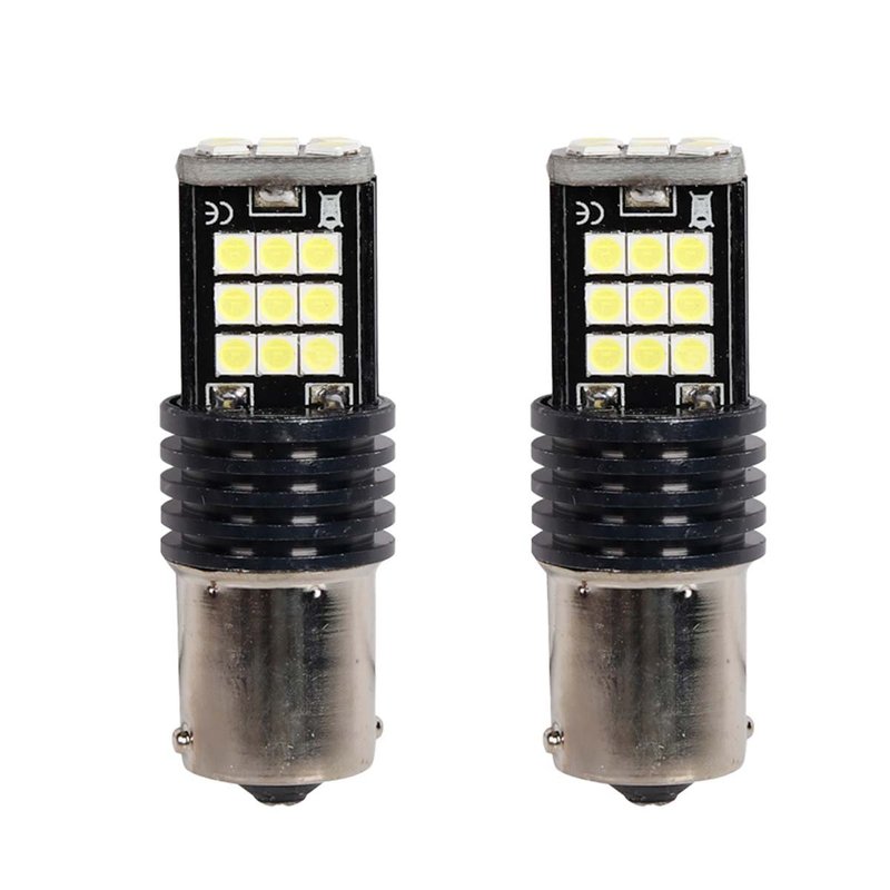 2 Pezzi Lampada Led BA15s S25 P21W 24 SMD 3030 12V 24V 300lm 3.5W Bianco Freddo Piedi Dritti H50mm