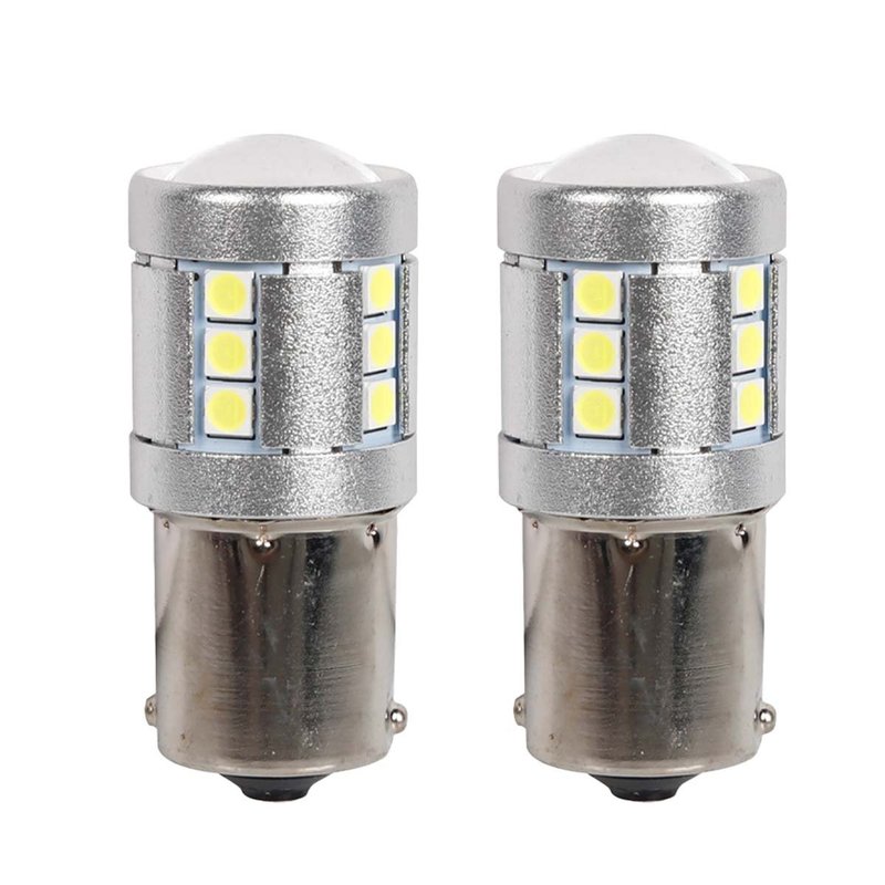 2 Pezzi Lampada Led BAU15S S25 PY21W 21 SMD 3030 12V 24V 300lm 3.5W Bianco Freddo Piedi Storti H41mm