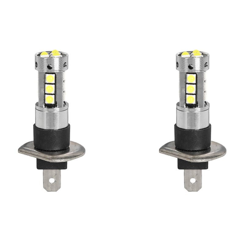 2 Pezzi Lampada Led H1 P14.5S 12V 24V 15 SMD 3030 400lm 8W Bianco Freddo 6500K per Fendinebbia 45mm