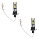 2 Pezzi Lampada Led H3 PK22s 12V 24V 15 SMD 3030 400lm 8W Bianco Freddo 6500K per Fendinebbia 63mm