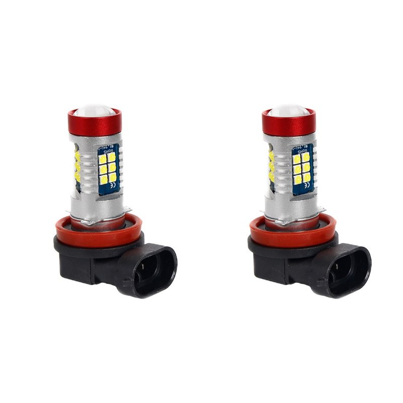 2 Pezzi Lampada Led H8 12V 24V 15 SMD 3030 400lm 8W Bianco Freddo per Fendinebbia 57mm