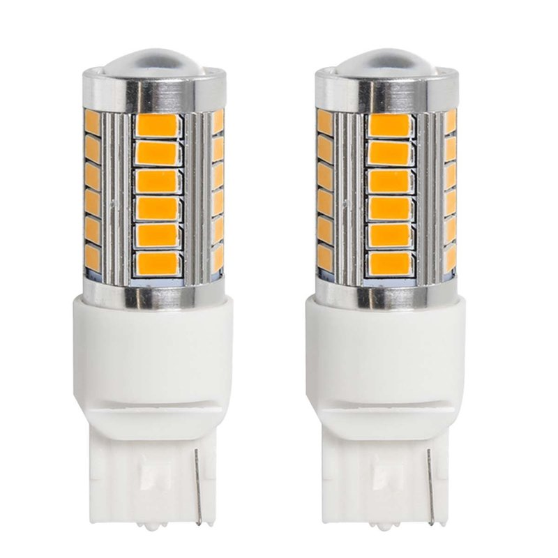 2 Pezzi Lampada Led T20 7440 W21W W21YW 33 SMD 5730 12V 24V 280lm 3W Luce Ambra Compatibile con Auto e Camion 61mm