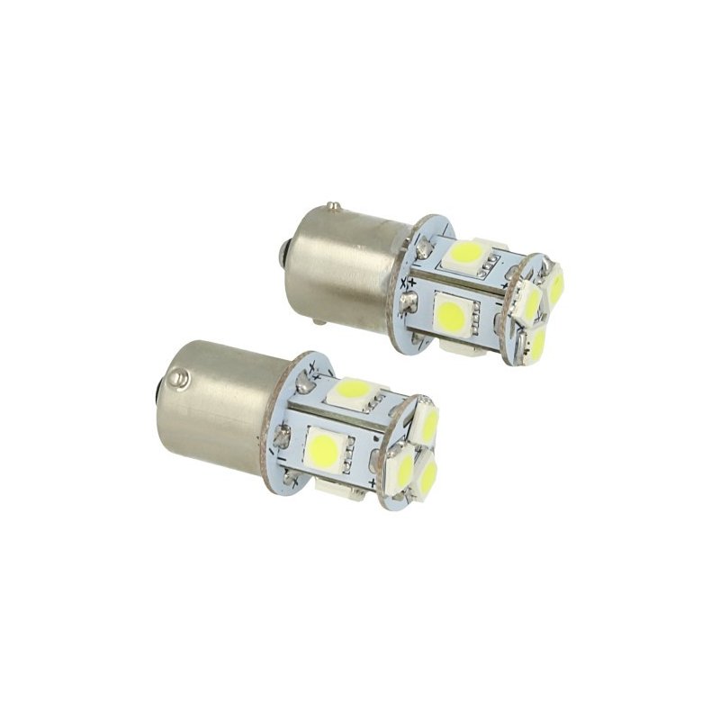 24V Lampada Led Canbus BA15S G18,5 R5W Bianco Per Camion Bus Barca Piedi Dritti 8 Smd 5050