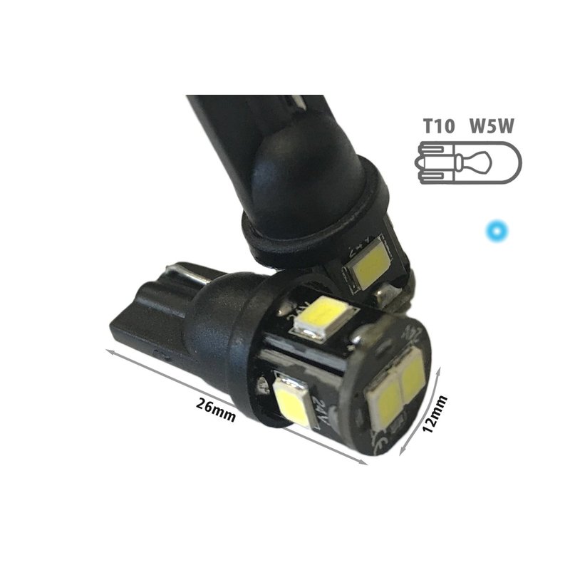 24V Lampada Led T10 W5W Bianco Freddo Con 6 Smd 2835 360 Gradi No Polarita Durata Garantita