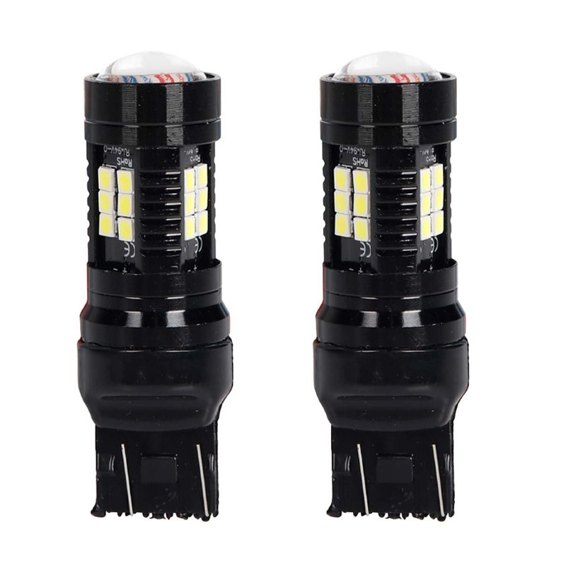 2Pcs LED T20 7443 W21/5W Canbus Lampada per Auto Camion 12V 24V 21 SMD 3030 5W/1.5W 300lm Doppio Filamento 65mm Bianco