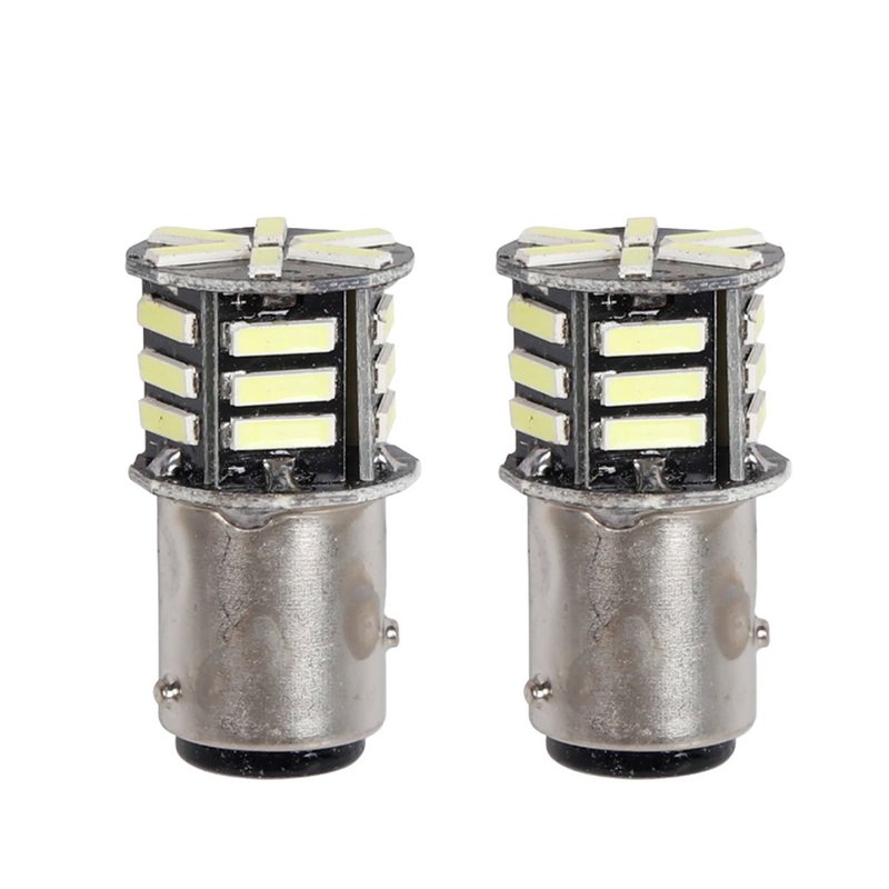 2pz Lampada Led BAZ15D S25 P21/5W 21 SMD 5730 12V 300lm 1W/2.5W Doppio Filamento Bianco Piedi Sfalsati 42mm