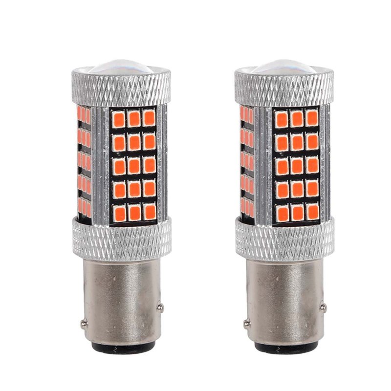 2pz Lampada Led BAZ15D S25 P21/5W 66 SMD 2835 12V 24V 300lm 4W/1.5W Doppio Filamento Luce 360 Rosso Piedi Sfalsati 55mm