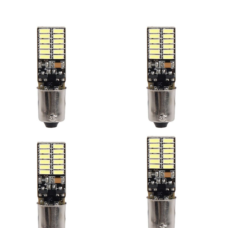 4 Pezzi Lampada Led BA9S T4W 35mm 24 SMD 4014 12V 24V 300lm 2.5W Bianco 6500K Attacco Dritto per Auto e Camion