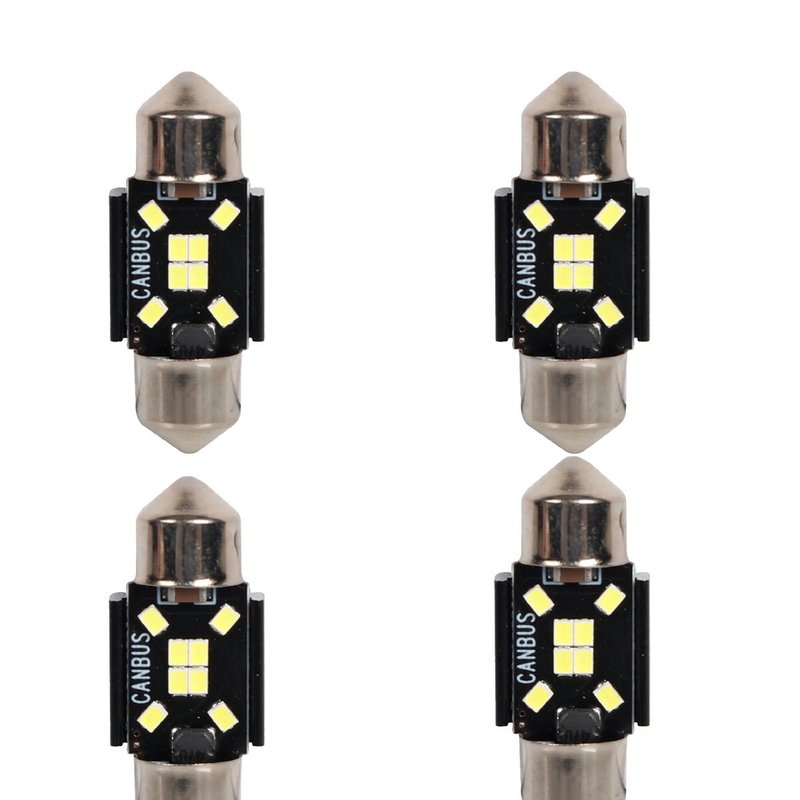 4 Pezzi Lampada Led Siluro 31mm Canbus T11 SV8.5 C5W C10W 8 SMD 2016 12V 24V 2.5W 380lm Bianco 6500K per Auto e Camion