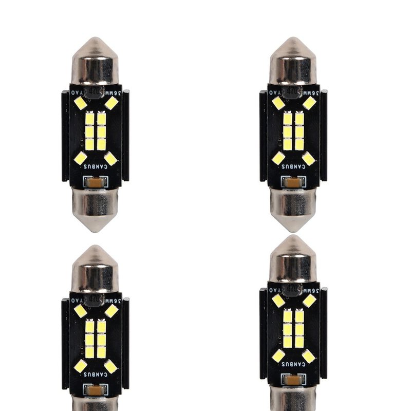 4 Pezzi Lampada Led Siluro 36mm Canbus T11 SV8.5 C5W C10W 10 SMD 2016 12V 24V 2.5W 380lm Bianco 6500K per Auto e Camion