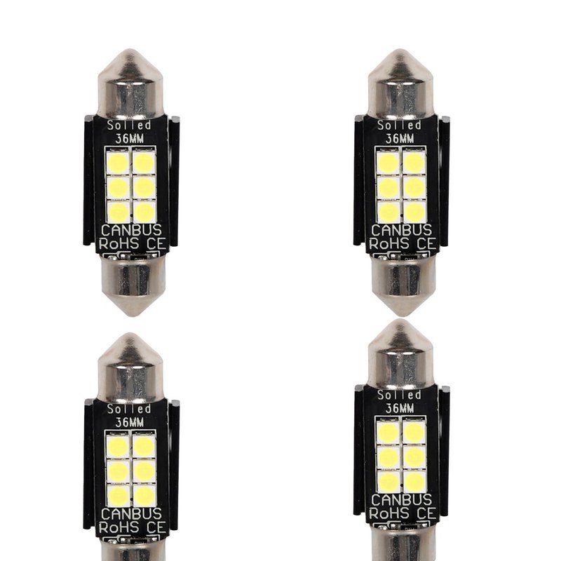 4 Pezzi Lampada Led Siluro 36mm Canbus T11 SV8.5 C5W C10W 6 SMD 3030 12V 24V 2.5W 300lm Bianco 6500K per Auto e Camion