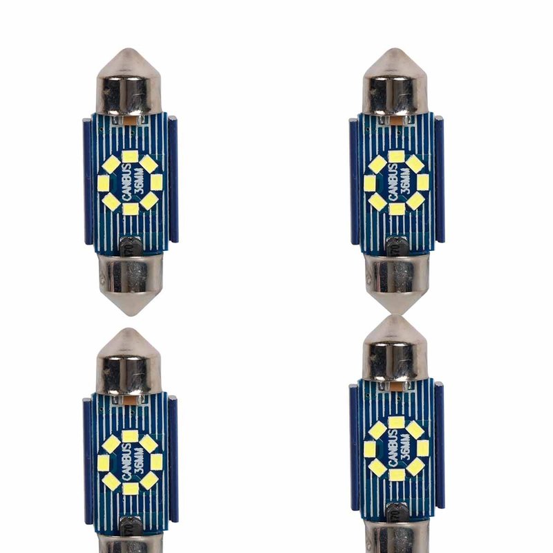 4 Pezzi Lampada Led Siluro 36mm Canbus T11 SV8.5 C5W C10W 8 SMD 2016 12V 24V 2.5W 120lm Bianco 6500K per Auto e Camion